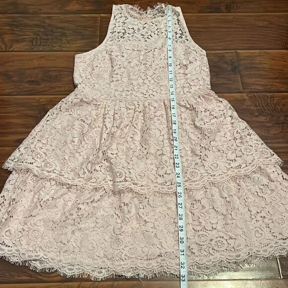 Express Pink Lace Tiered Style Dress Feminine Contemporary Boho Cottage Core - Picture 11 of 16